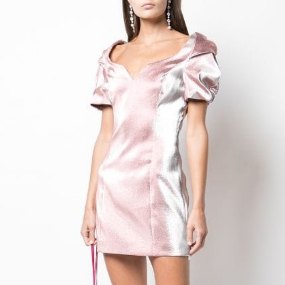 AREA mini puffball dress L NWT